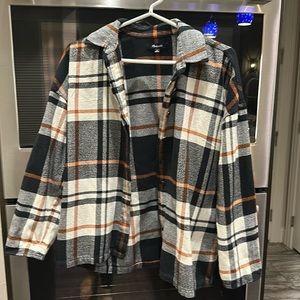 Madewell Flannel Boxy Plaid Button Down, XS, 100% Cotton
